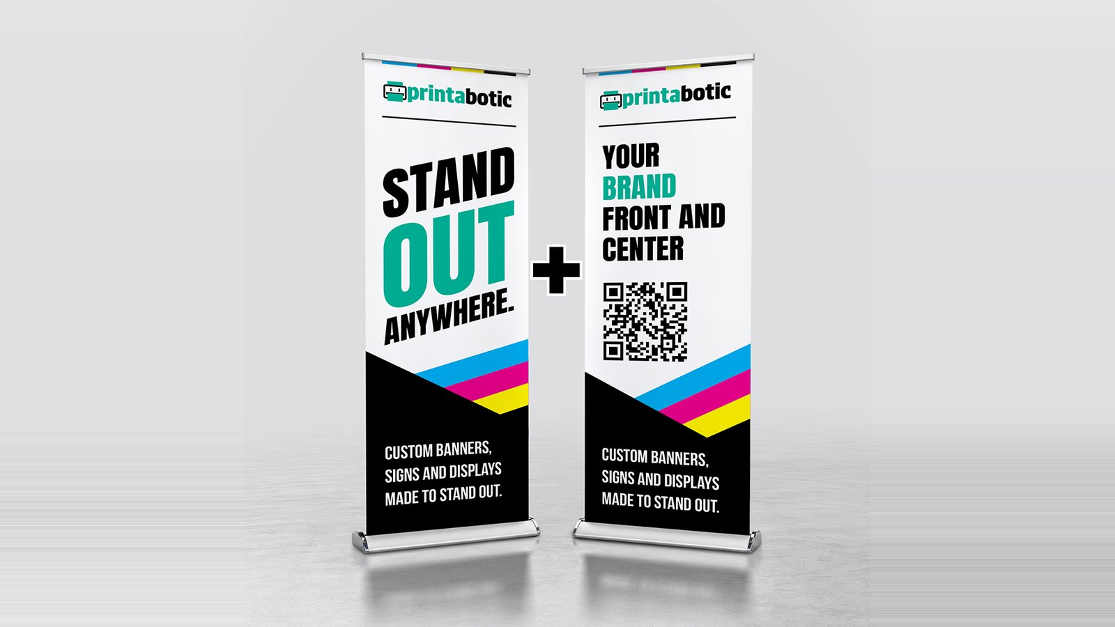 Two Printabotic retractable banners side by side
