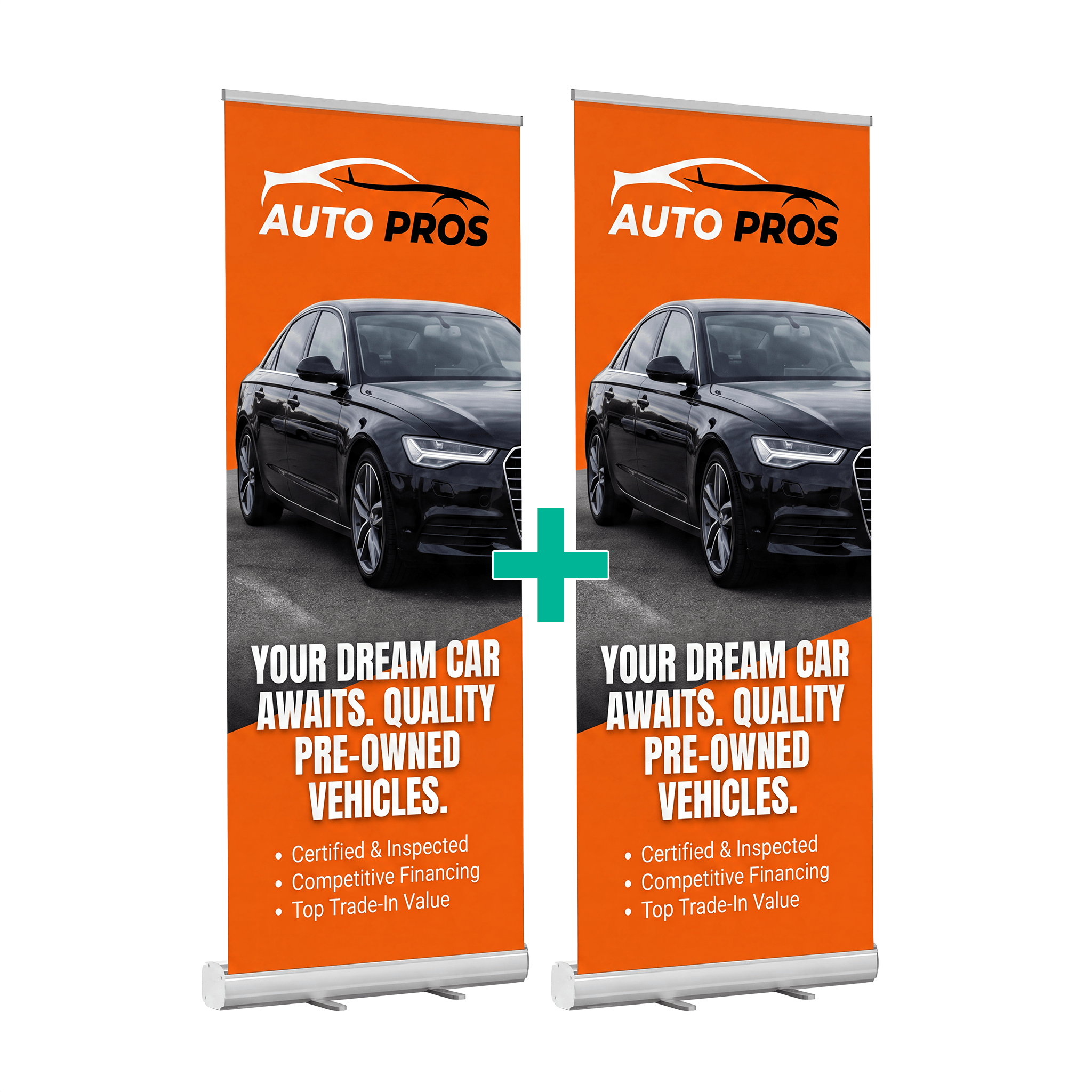 Booth Bundle - 2x Large Retractable Banners + 2x LED Lights + 2x Carry Bags